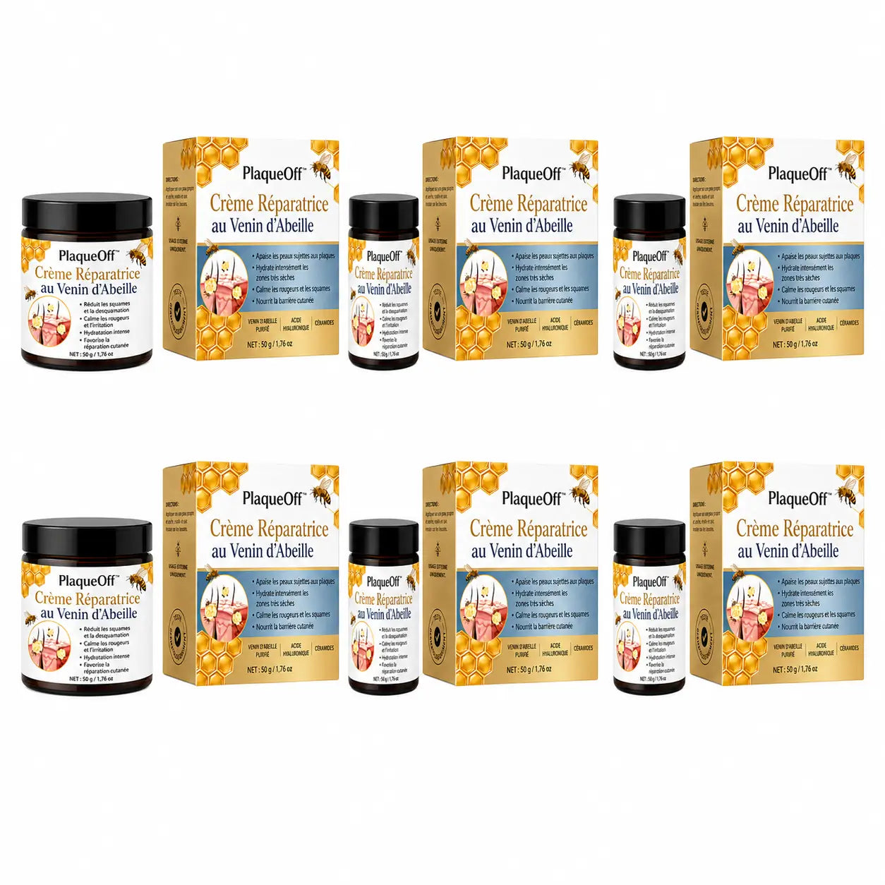 PlaqueOff™ Crème Réparatrice au Venin d’Abeille | Apaisez les plaques, rougeurs et démangeaisons en 60 secondes !