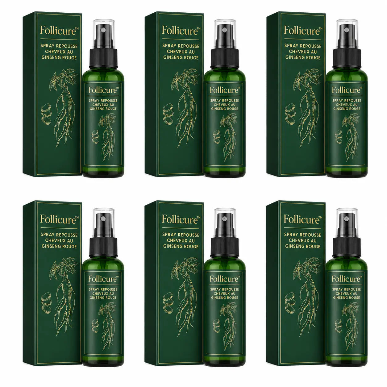 Follicure™ Spray Repousse Cheveux au Ginseng Rouge | Stoppez la chute et retrouvez des cheveux plus denses en 8 semaines !