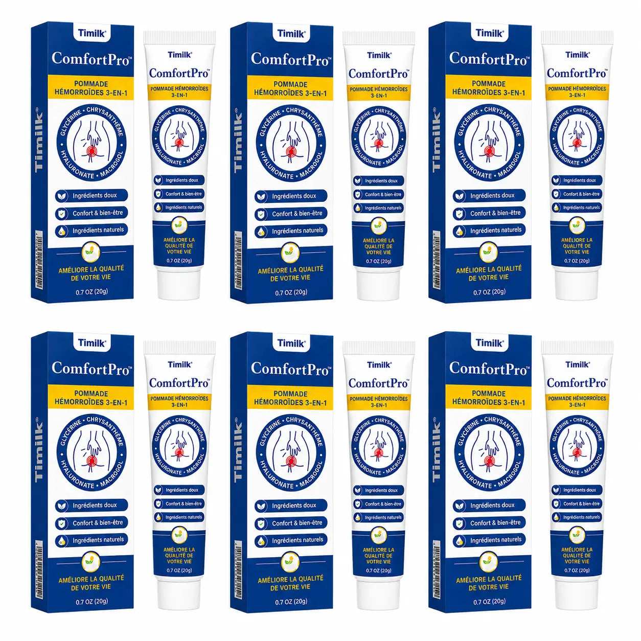 ComfortPro™ Pommade Hémorroïdes 3-en-1 | Brûlures, démangeaisons, gonflements : ciblez tout l’inconfort en une seule application !