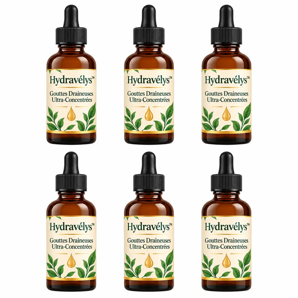 Hydravélys™ Gouttes Draineuses Ultra-Concentrées | Dégonfle votre ventre et vos jambes en 14 jours chrono!