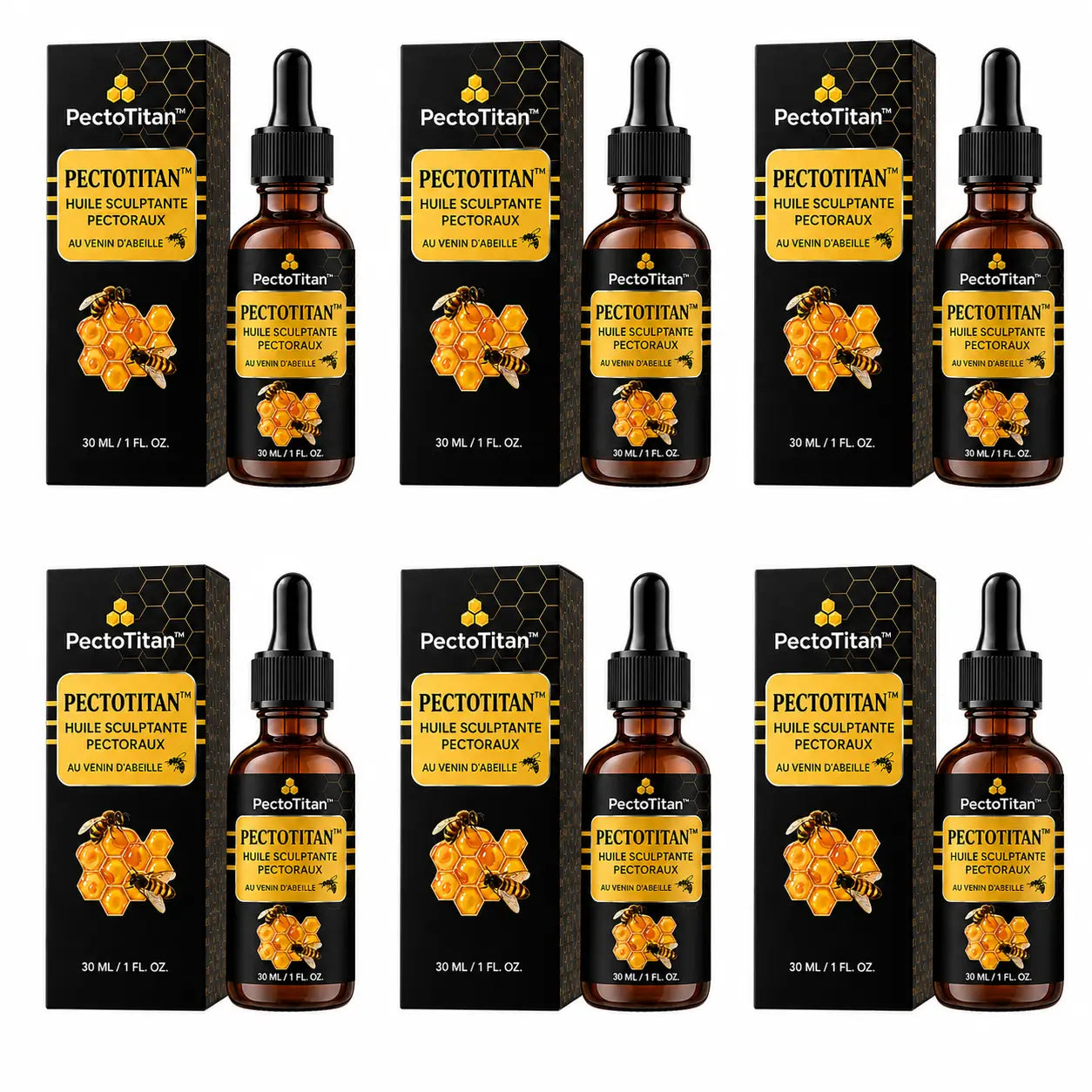 PectoTitan™ Huile Sculptante Pectoraux au Venin d’Abeille | Retrouvez un torse plus ferme, plus plat et plus masculin en 2 à 3 semaines !