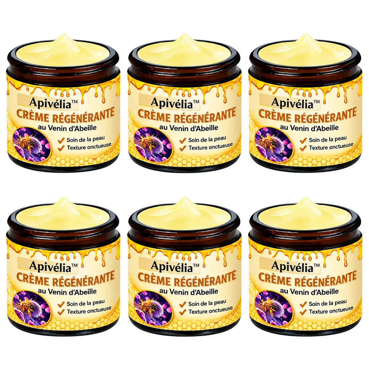 Apivélia™ Crème Régénérante au Venin d’Abeille | Effacez rides et relâchement en 3 minutes !