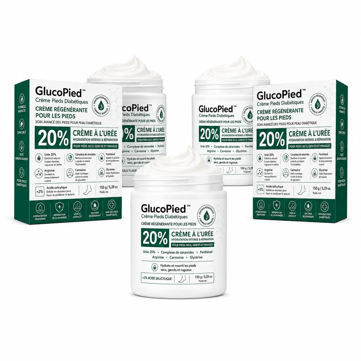 GlucoPied™ Crème Pieds Diabétiques | Répare les crevasses, protège vos pieds et soulage la douleur en 5 jours !