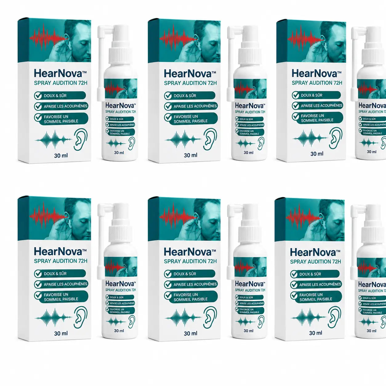 HearNova™ Spray Audition 72H | Améliorez votre audition jusqu'à 99 % en seulement 72 heures !