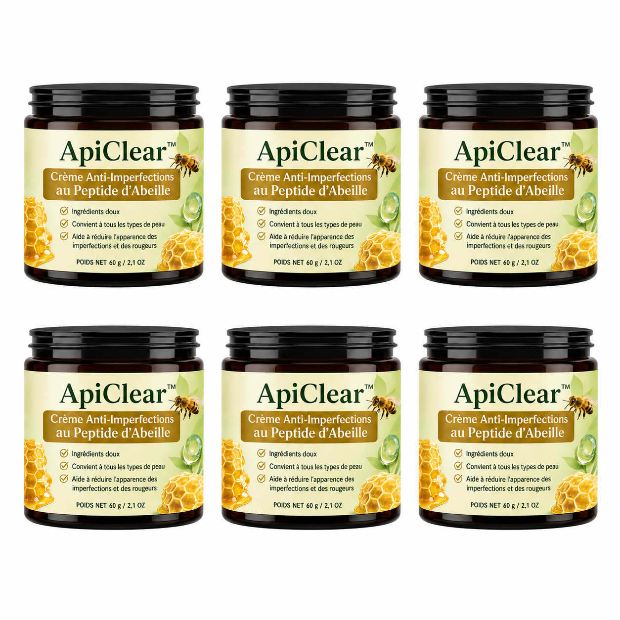 ApiClear™ Crème Anti-Imperfections au Peptide d’Abeille | Éliminez boutons, rougeurs et démangeaisons pour retrouver une peau nette !