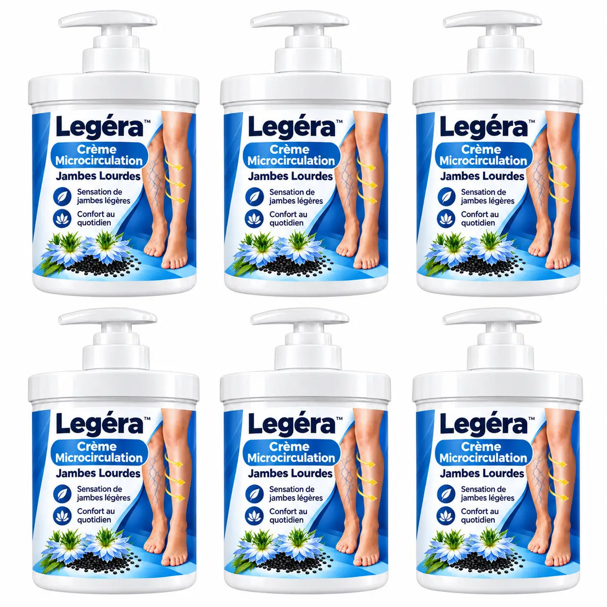 Legéra™ Crème Microcirculation Jambes Lourdes | Dégonflez vos jambes et retrouvez une légèreté immédiate dès la première application !