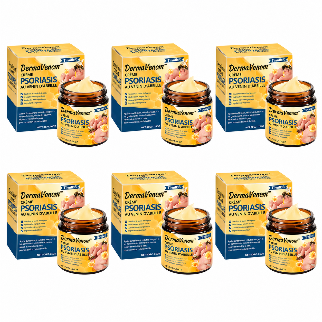 DermaVenom™ Crème Psoriasis au Venin d’Abeille | Éliminez plaques, démangeaisons et rougeurs en quelques minutes !