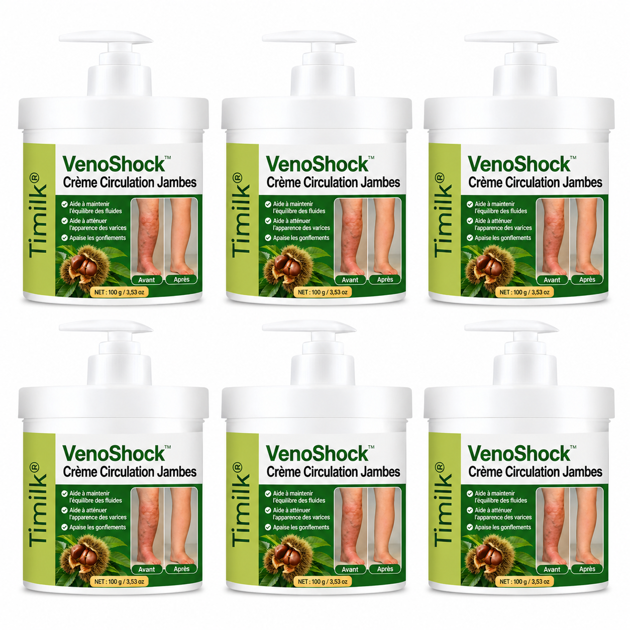 VenoShock™ Crème Circulation Jambes | Éliminez jambes lourdes, douleurs et gonflements en 3 minutes !