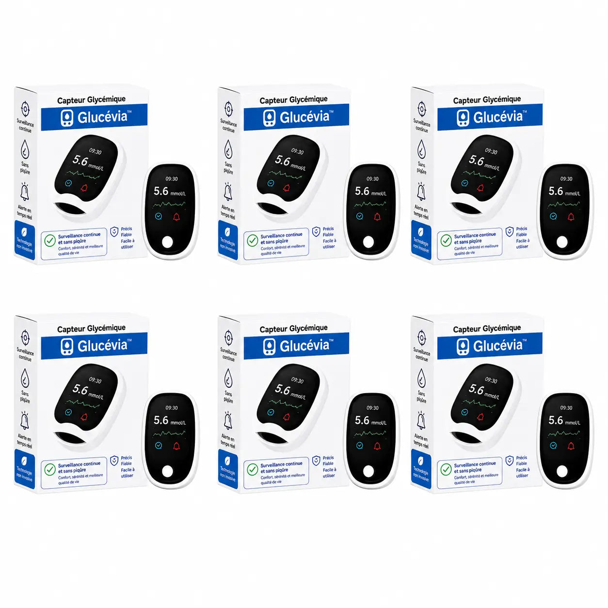 Glucévia™ Capteur Glycémique | Contrôlez votre glycémie en 5 secondes, sans piqûres, sans douleur !