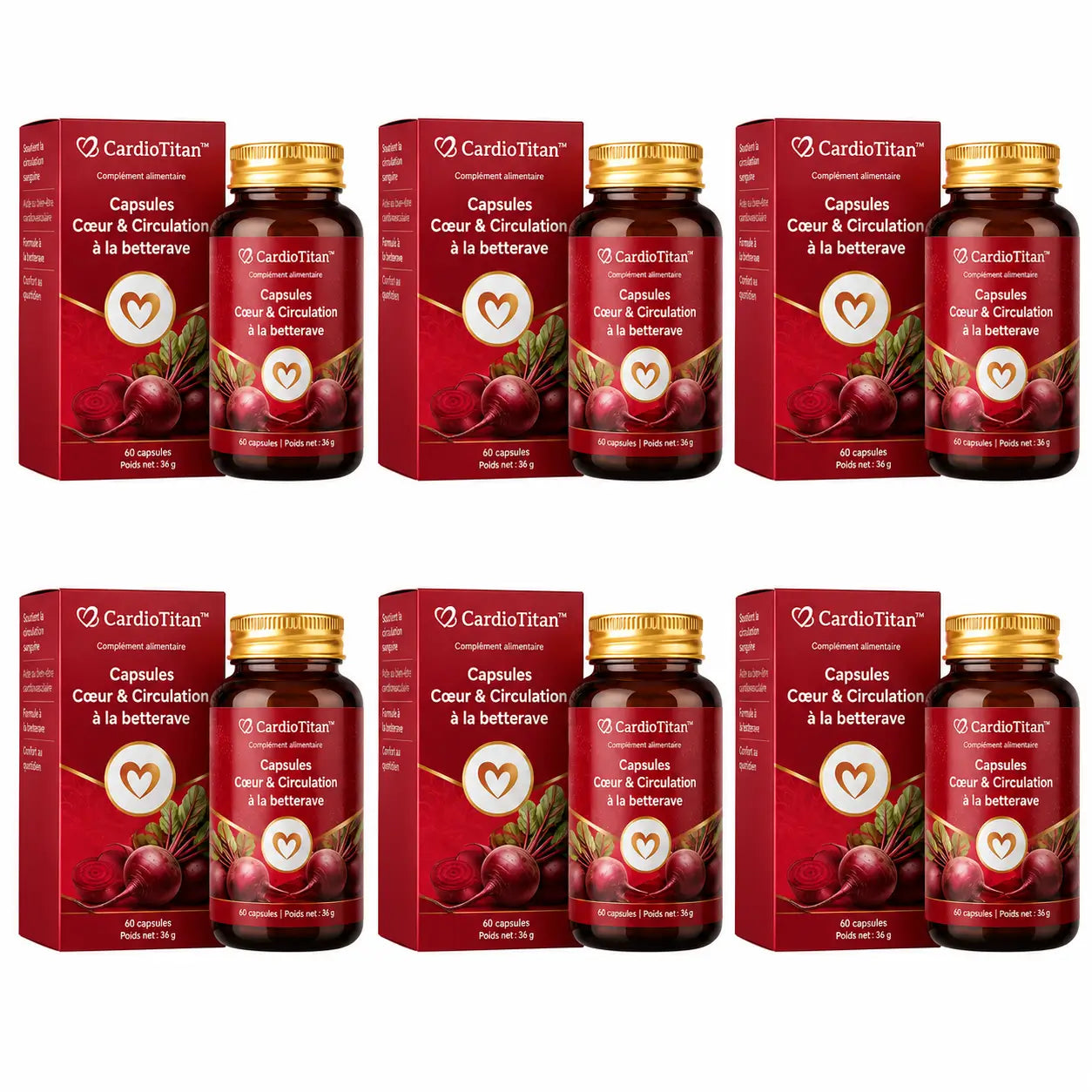 CardioTitan™ Capsules Cœur & Circulation à la betterave | Aidez à nettoyer vos vaisseaux sanguins et à protéger votre cœur en seulement 7 jours !