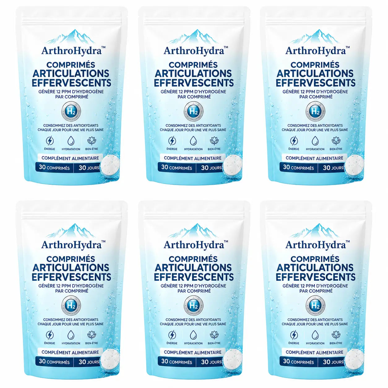 ArthroHydra™ Comprimés Articulations Effervescents | Réparez votre cartilage et retrouvez la mobilité articulaire grâce à l'hydratation cellulaire moléculaire !