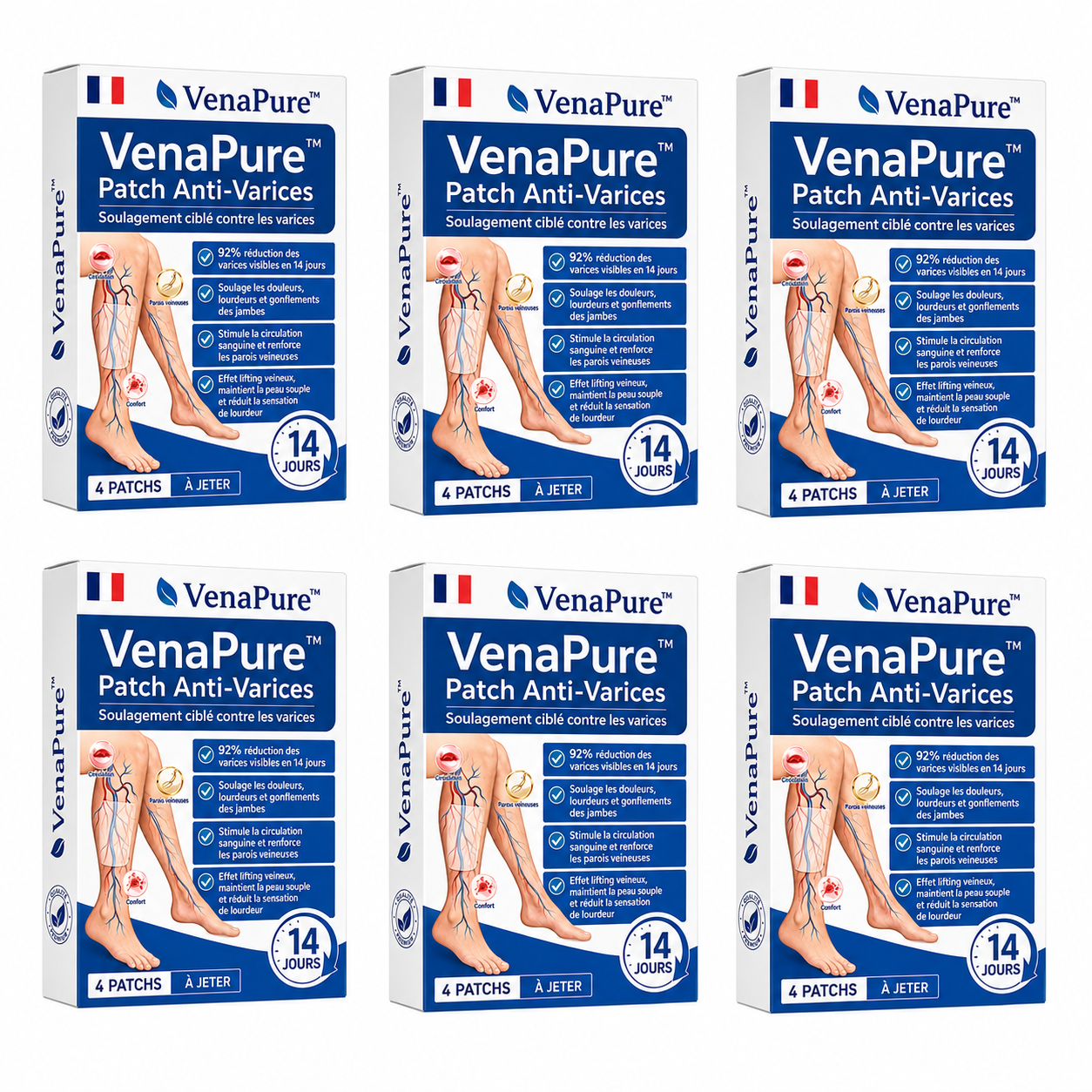 VenaPure™ Patch Anti-Varices | Effacez jusqu’à 92% des varices visibles en 14 jours et retrouvez des jambes lisses sans honte !