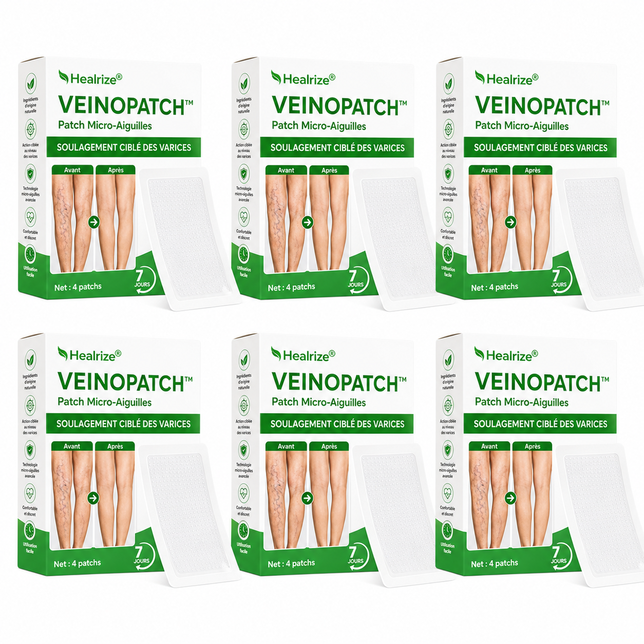 VeinoPatch™ Patch Micro-Aiguilles Anti-Varices | Réduisez jambes lourdes, gonflements et varices visibles en 7 jours !