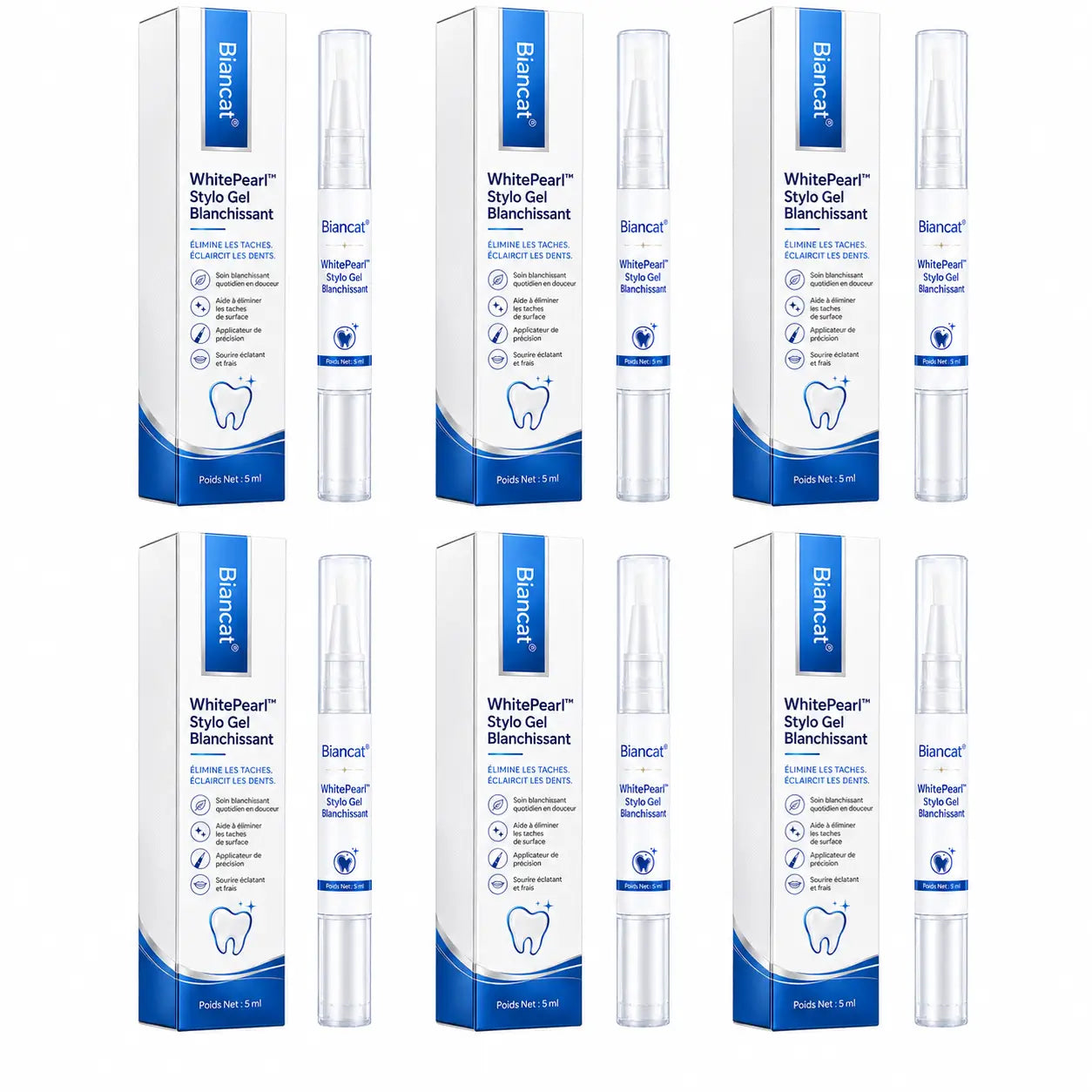 WhitePearl™ Stylo Gel Blanchissant | Effacez les taches jaunes et retrouvez un sourire plus blanc en 7 jours !
