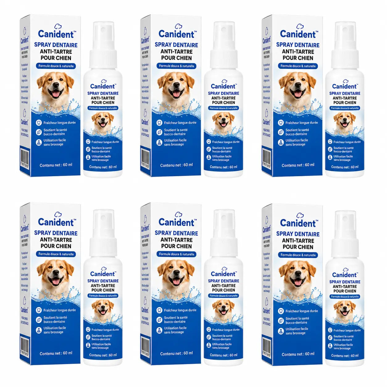Canident™ Spray Dentaire Anti-Tartre pour Chien | Des dents plus propres et une haleine fraîche en 48 heures, sans brossage !