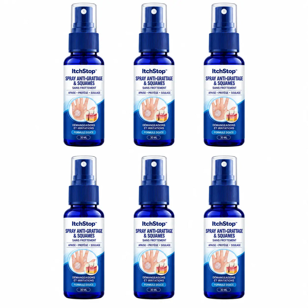 ItchStop™ Spray Anti-Grattage & Squames | Apaisez les démangeaisons et adoucissez les plaques sans frotter !