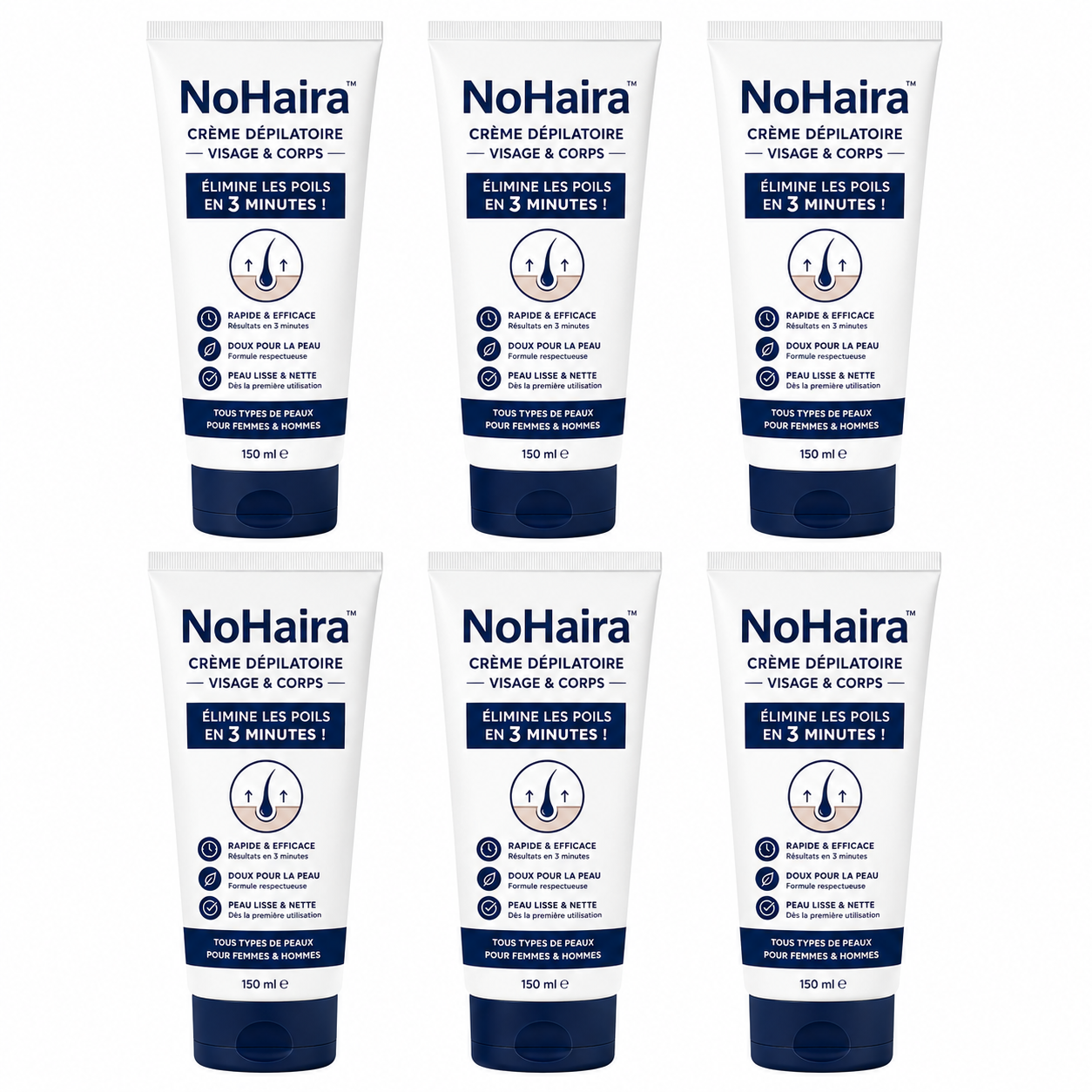 NoHaira™ Crème Dépilatoire Visage & Corps | Éliminez tous vos poils en 3 minutes !