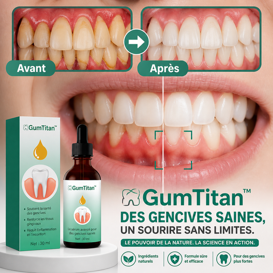 GumTitan™ Sérum Réparateur | Stoppez la rétractation et sauvez vos dents en seulement 4 jours !