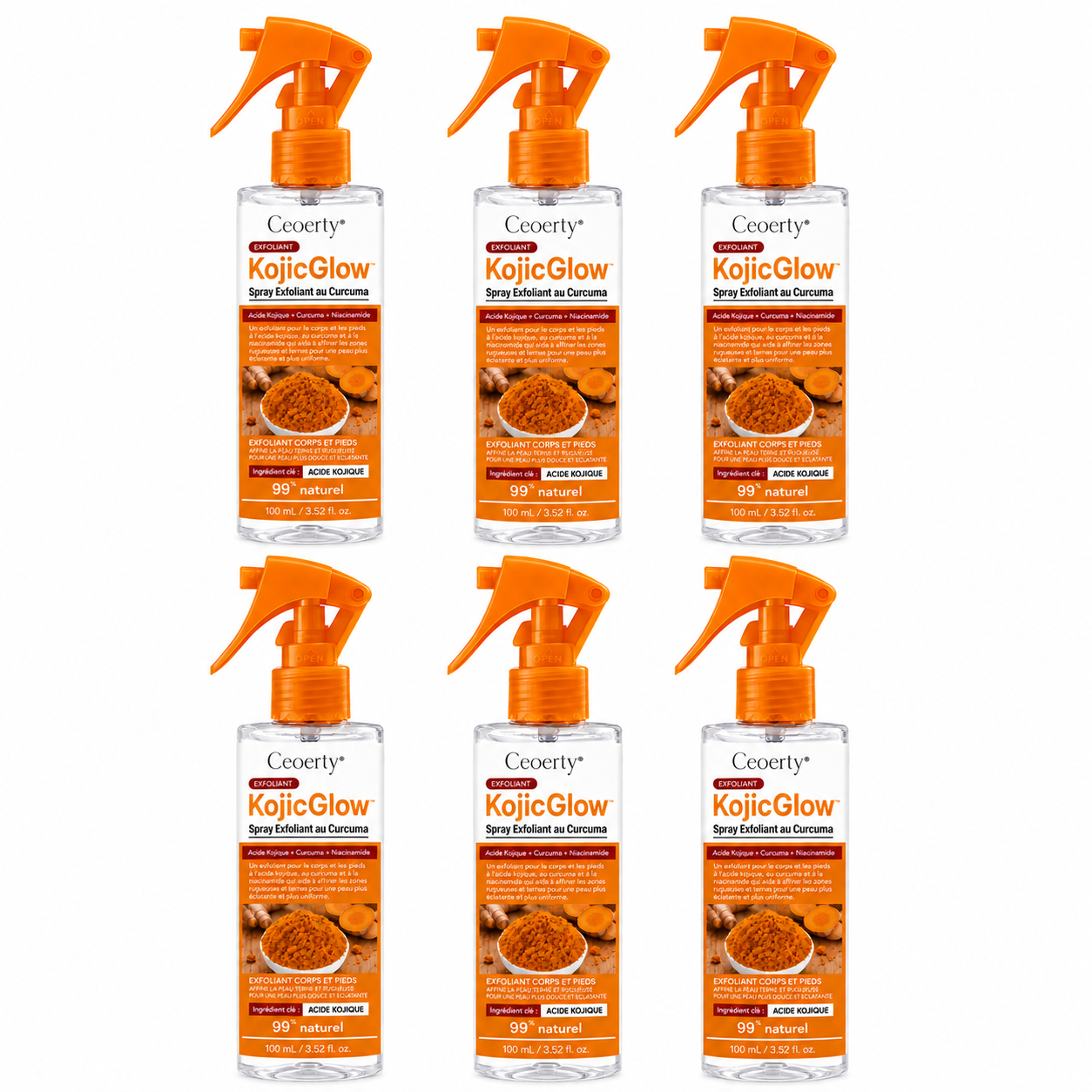 KojicGlow™ Spray Éclaircissant Curcuma & Acide Kojique | Éclaircissez les zones sombres et révélez une peau plus lisse en 7 jours !