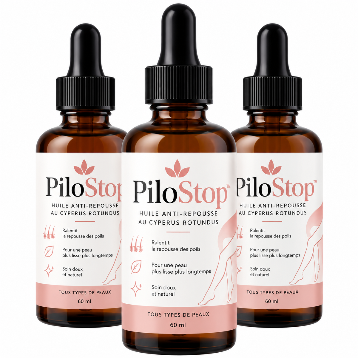 PiloStop™ Huile Anti-Repousse au Cyperus Rotundus | Ralentissez la repousse à la racine et gardez une peau lisse sans rasoir !