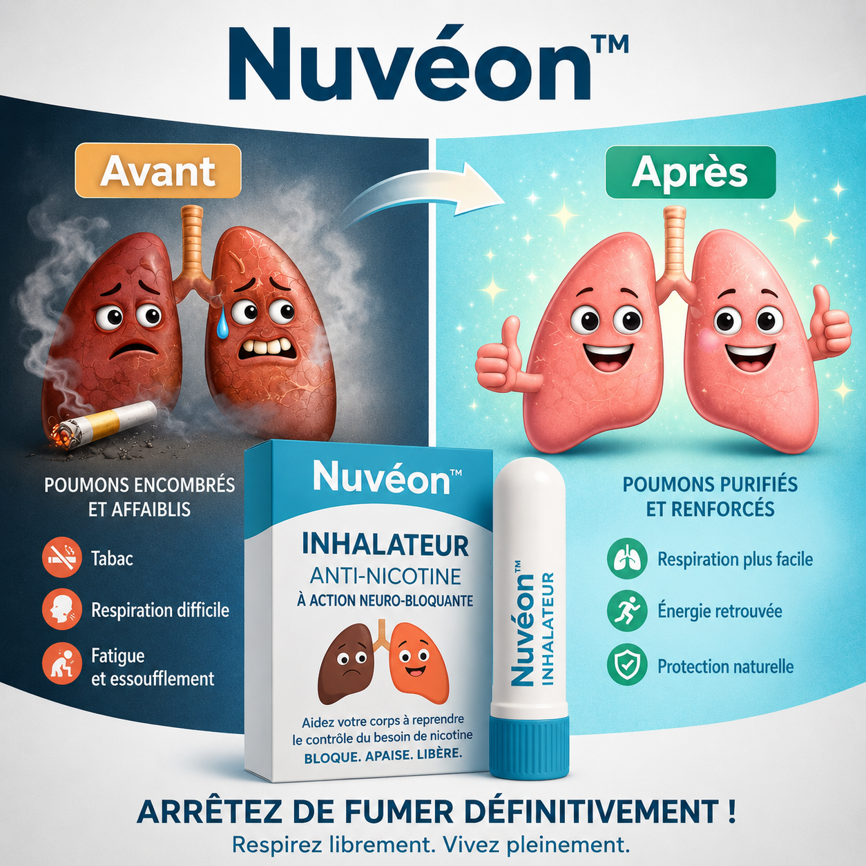 Nuvéon™ Inhalateur Anti-Nicotine à Action Neuro-Blocante | Arrêtez de fumer en seulement 3 jours !