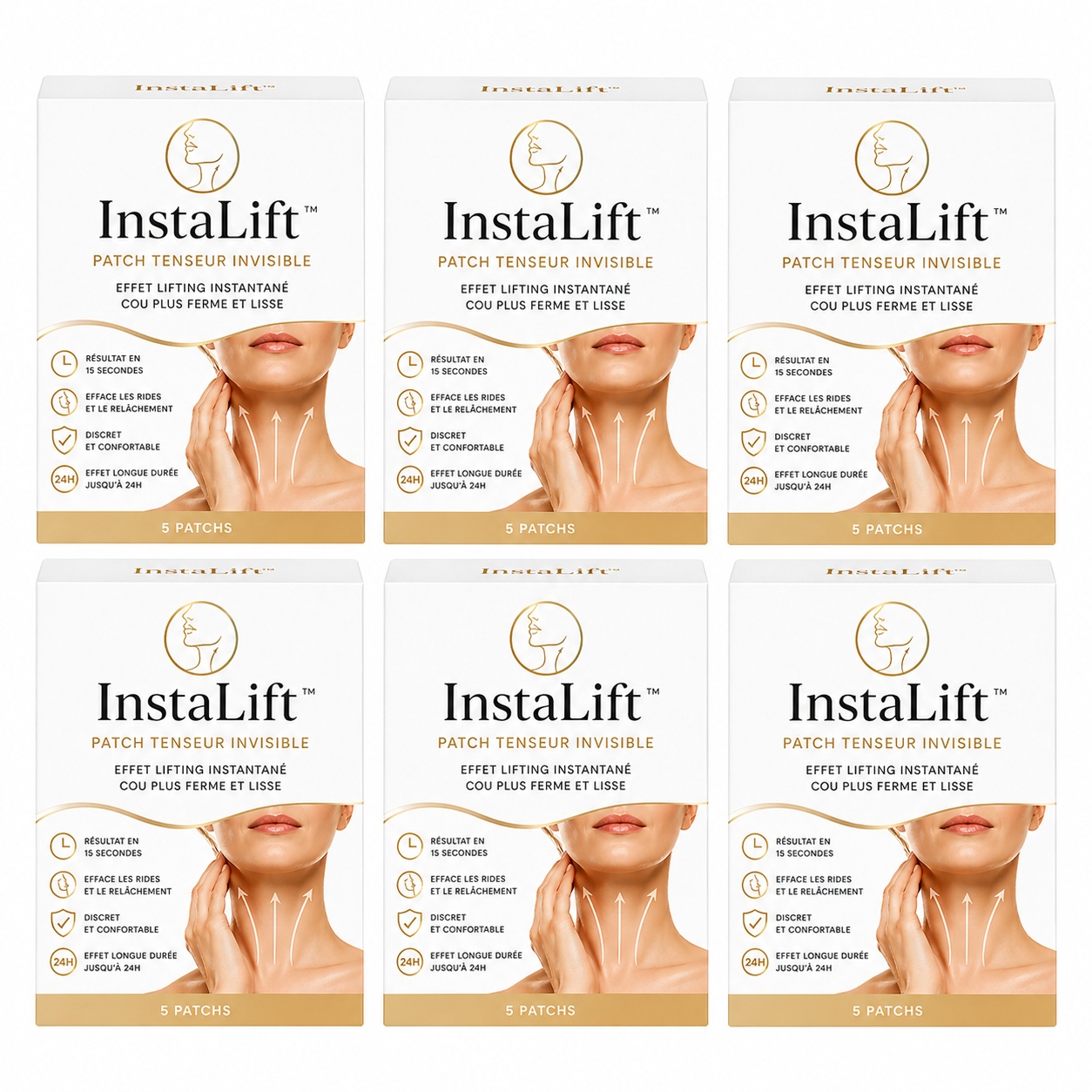 InstaLift™ Patch Tenseur Invisible | Effacez les rides et le relâchement de votre cou en 15 secondes chrono !