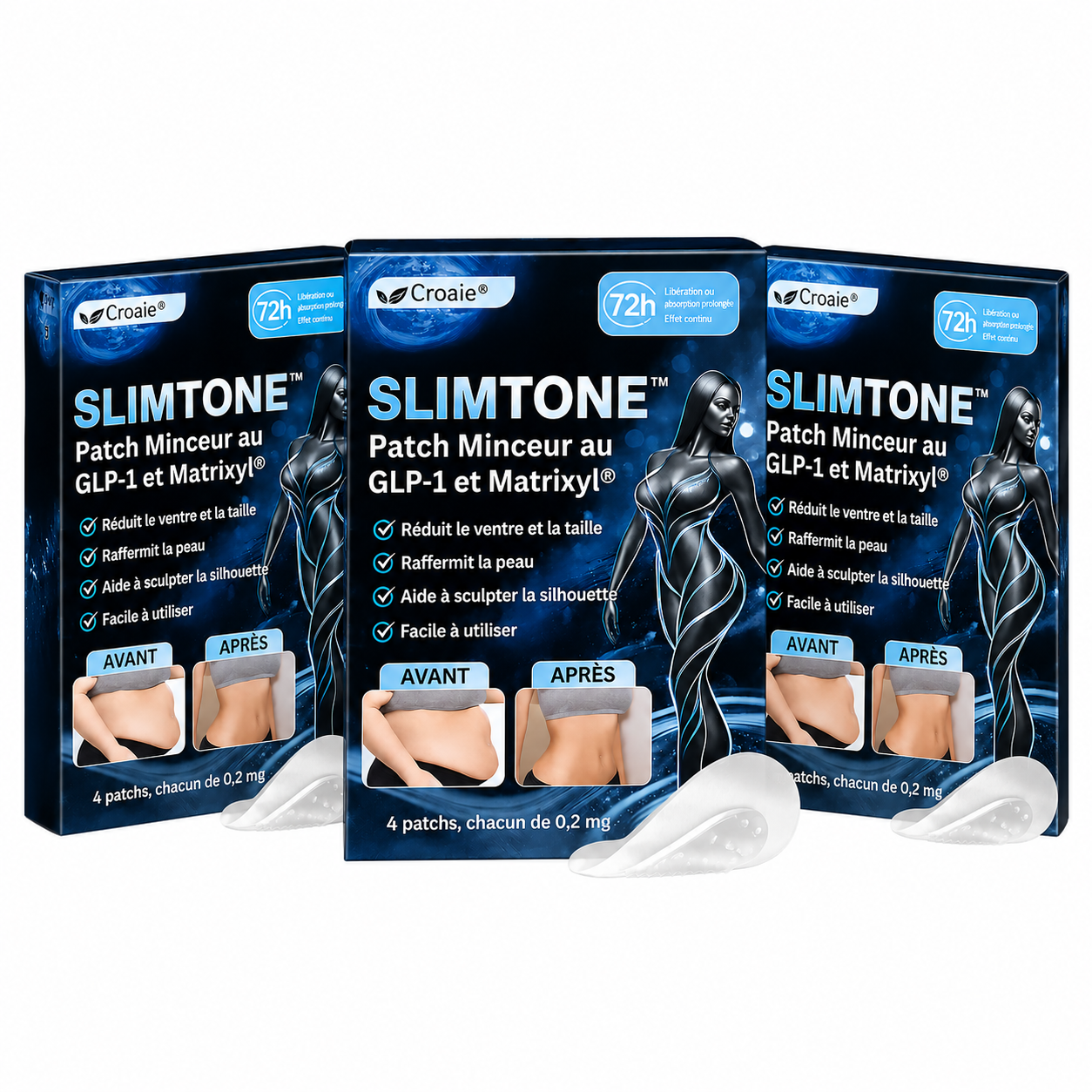 SlimTone™ Patch Minceur au GLP-1 et Matrixyl® | Réduit le ventre et raffermit la peau en 7 jours, sans aiguille!