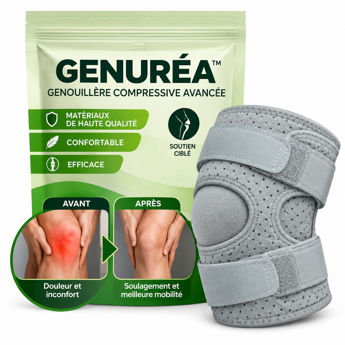 Genuréa™ Genouillère Compressive Avancée | Retrouve une marche sans douleur en 24 h!