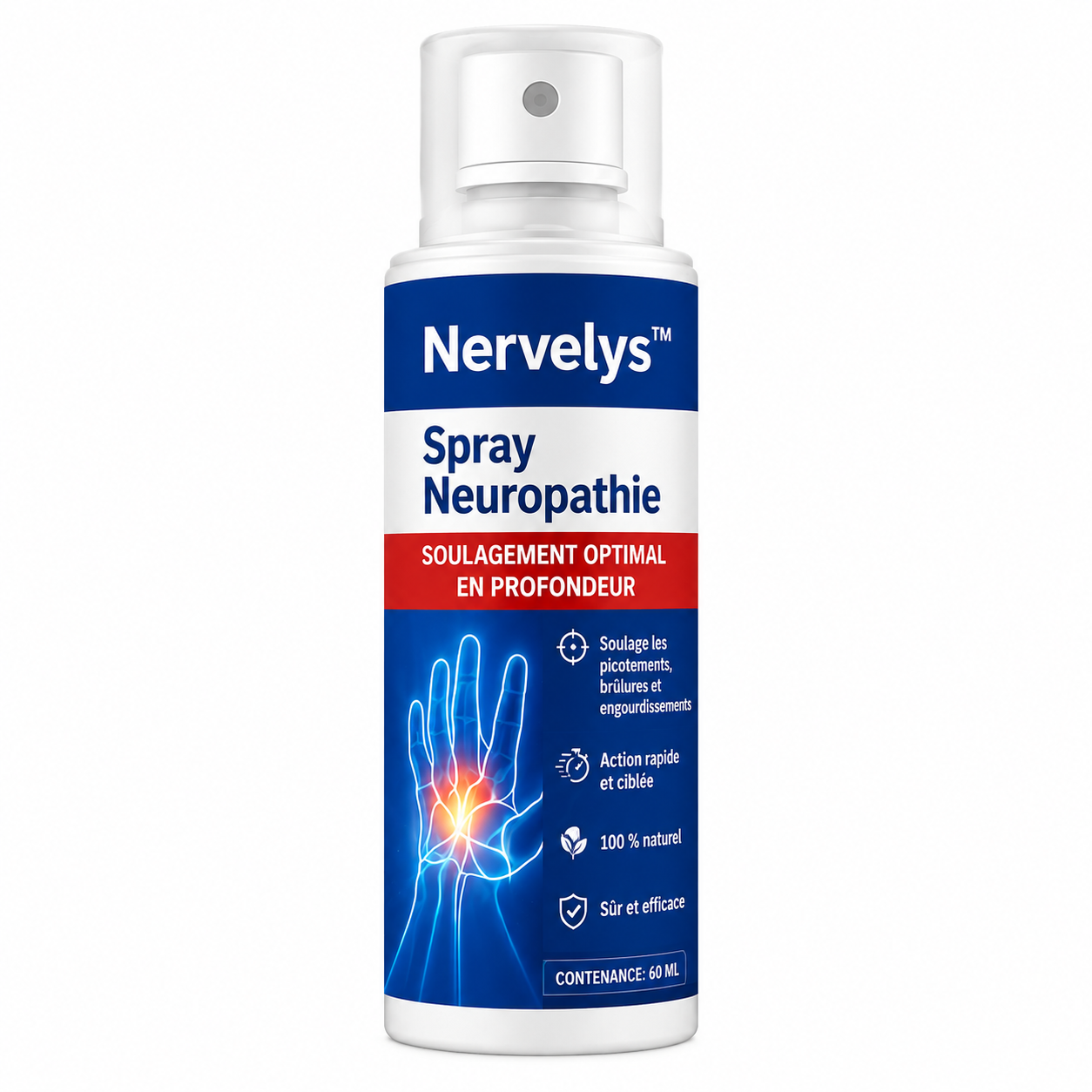 Nervelys™ Spray Neuropathie | Stoppez picotements et engourdissements dès la première application !