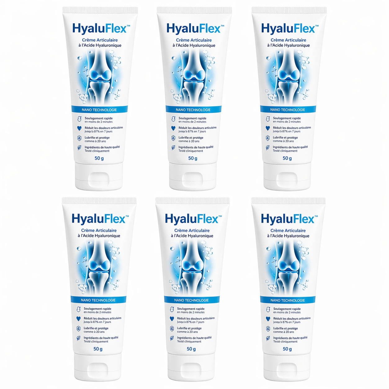 HyaluFlex™ Crème Articulaire à l'Acide Hyaluronique | Supprimez vos douleurs d'arthrose en 2 minutes chrono !