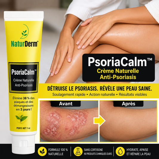 PsoriaCalm™ Crème Naturelle Anti-Eczéma & Psoriasis | Élimine 98 % des plaques et apaise la peau en 3 jours!