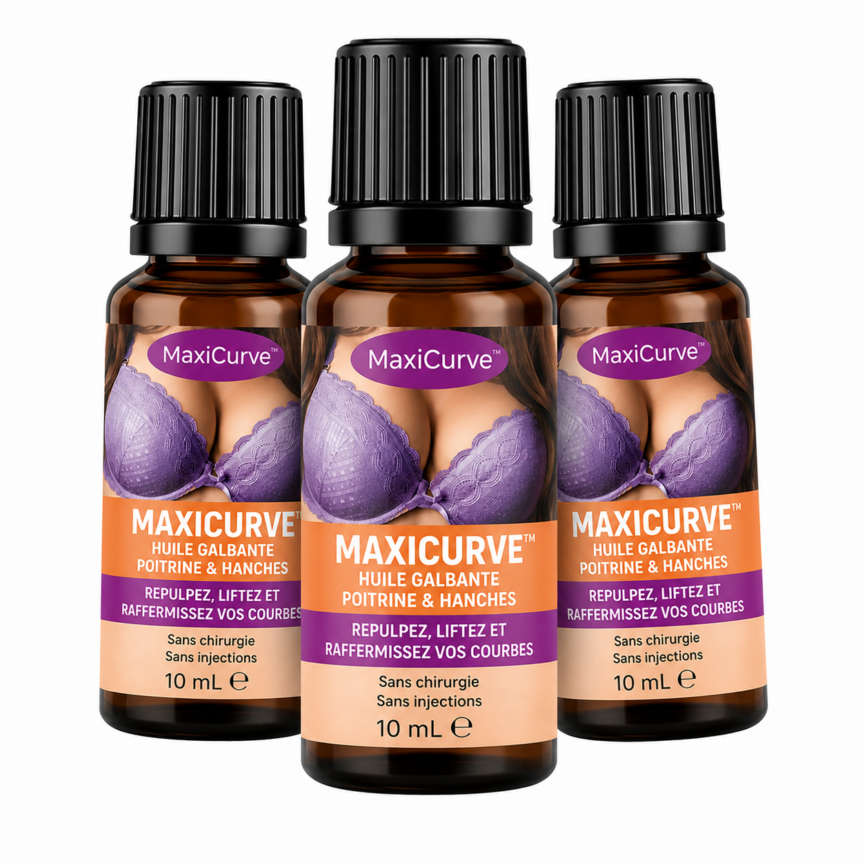 MaxiCurve™ Huile Galbante Poitrine & Hanches | Repulpez, liftez et raffermissez vos courbes en quelques semaines, sans chirurgie ni injections !