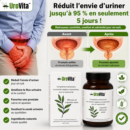UroVita™ Capsules Prostate au Palmier | Réduisez l'inflammation de la prostate jusqu'à 95 % en 5 jours !