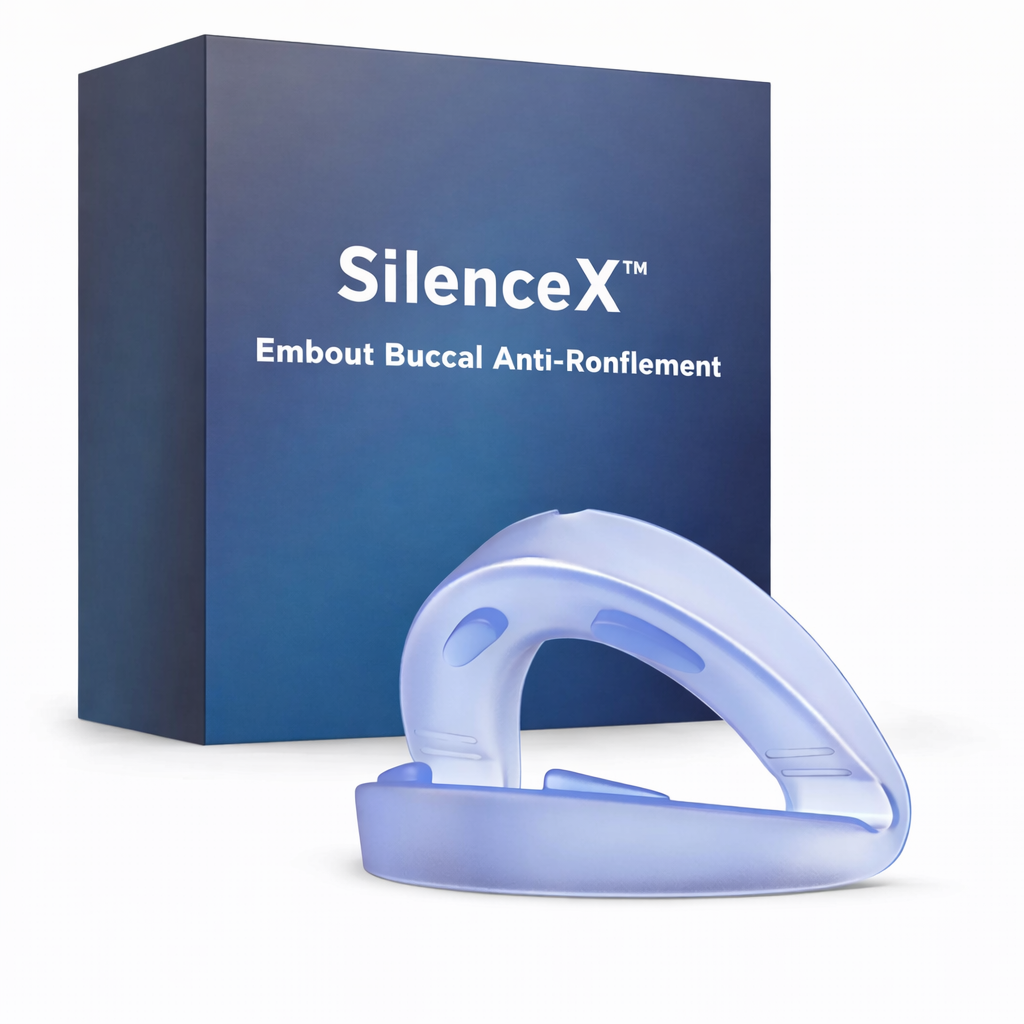 SilenceX™ Embout Buccal Anti-Ronflement | Retrouvez des nuits silencieuses et un sommeil profond en 3 minutes !