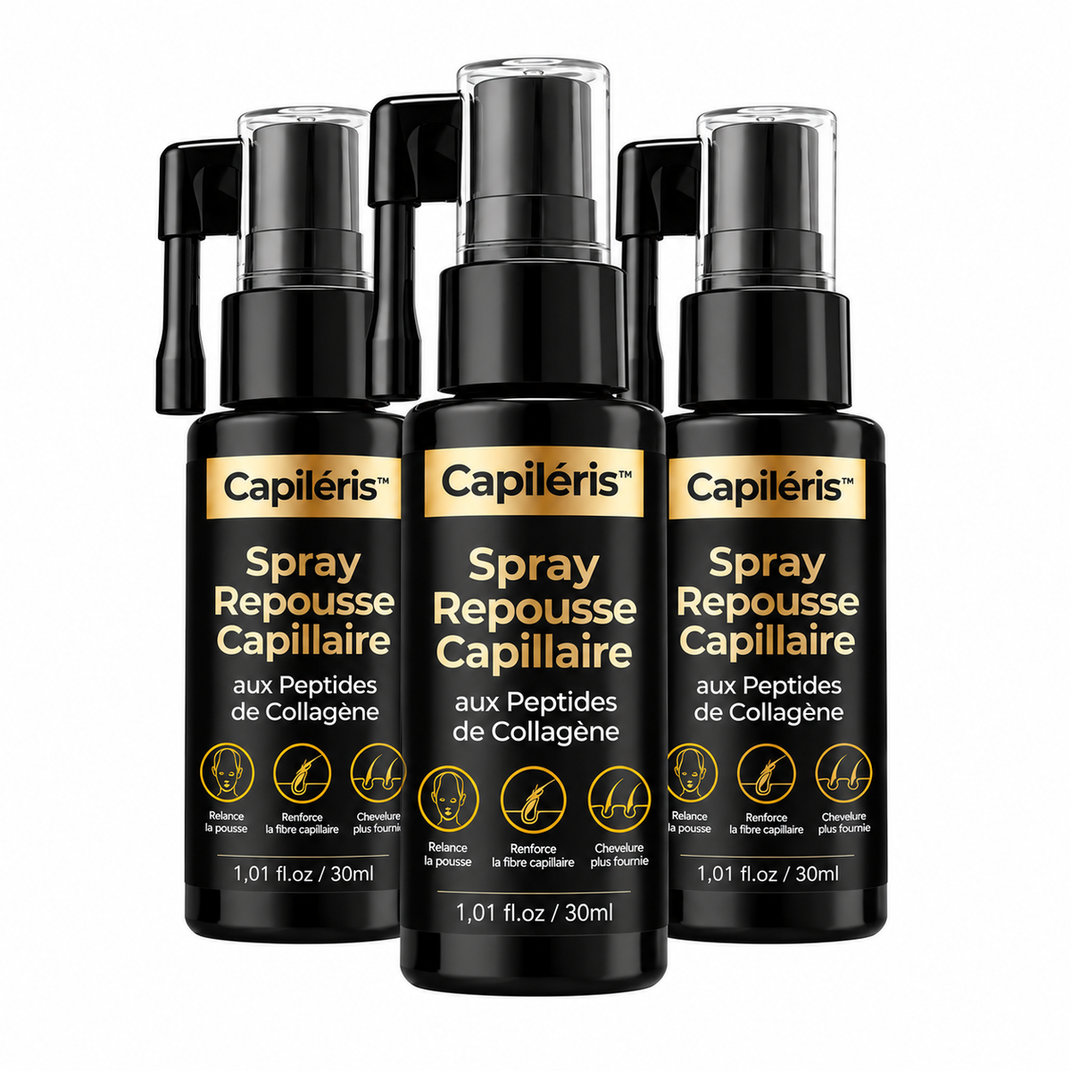 Capiléris™ Spray Repousse Capillaire aux Peptides de Collagène | Relancez la pousse des cheveux et épaississez vo