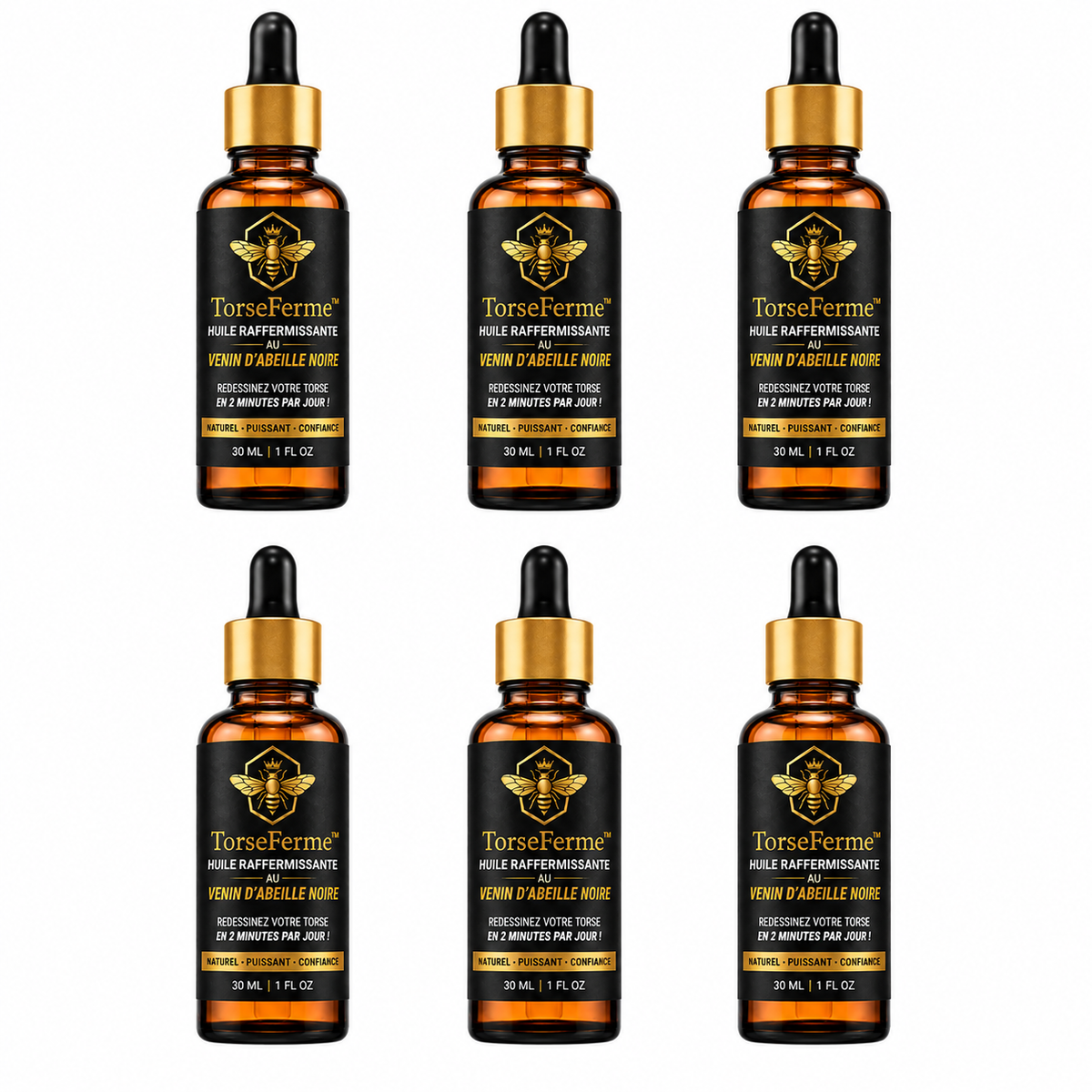 TorseFerme™ Huile Raffermissante au Venin d’Abeille Noire | Redessinez votre torse en 2 minutes par jour !