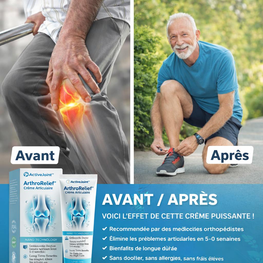 ArthroRelief™ Crème Articulaire | Soulage les douleurs du genou et des articulations jusqu’à 87 % en 24 heures !
