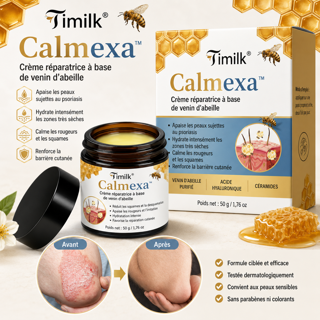 Calmexa™ Crème Réparatrice Apaisante | Calmez démangeaisons, rougeurs et inconfort cutané dès la première application !