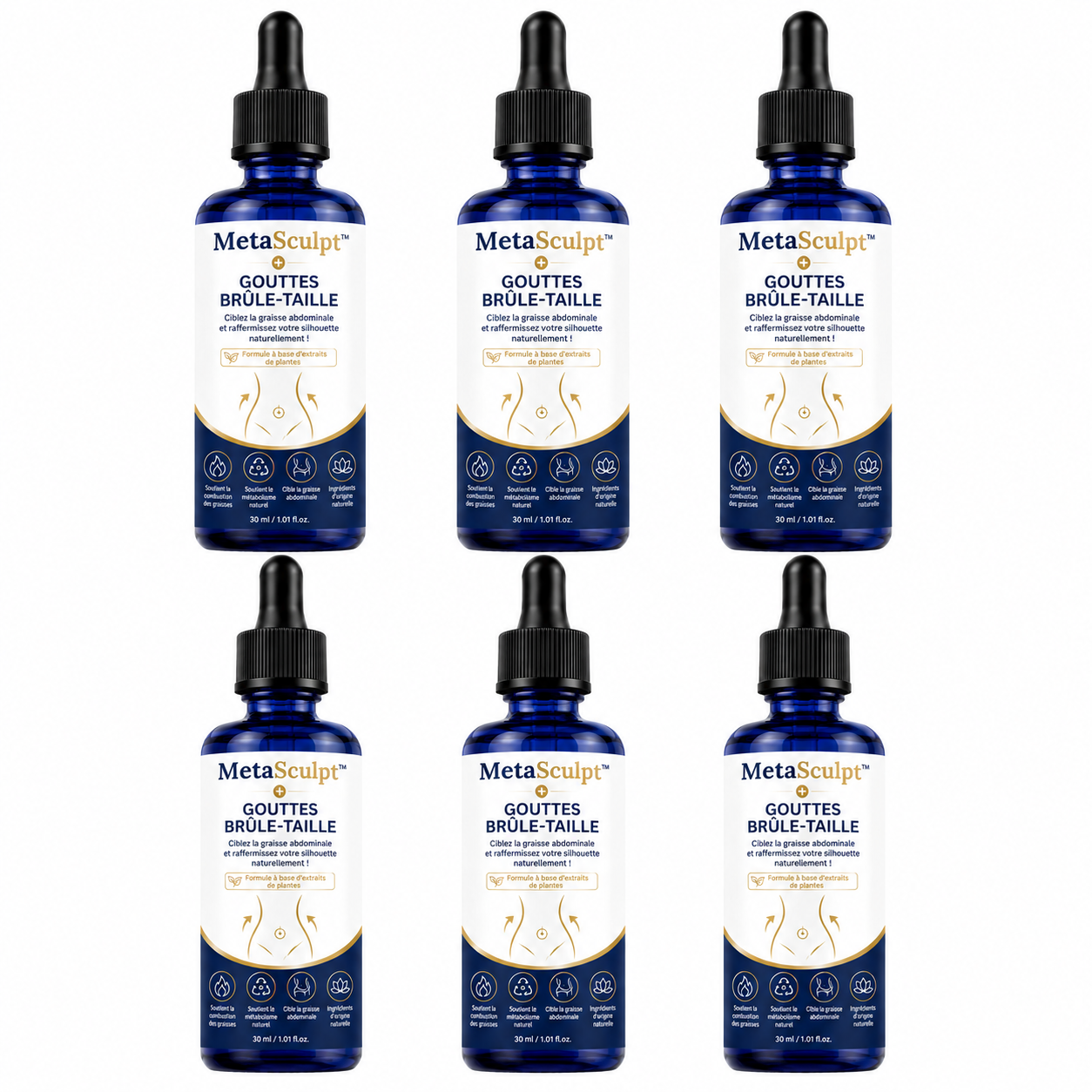 MetaSculpt™ Gouttes Brûle-Taille | Ciblez la graisse abdominale et raffermissez votre silhouette naturellement !