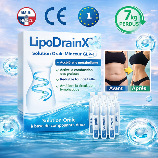 LipoDrainX™ Solution Orale Minceur GLP-1 | Fait fondre le gras, régénère vos organes et libère vos articulations en 10 minutes chrono !