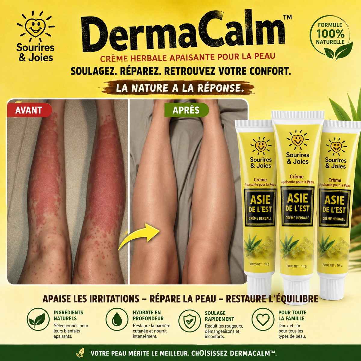 DermaCalm™ Crème Anti-Démangeaisons Eczéma & Psoriasis | Apaisez rougeurs, plaques et grattage dès les premières applications !