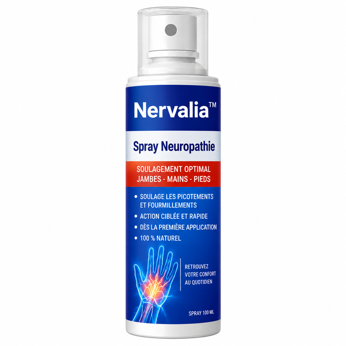 Nervalia™ Spray Neuropathie | Stoppez picotements et engourdissements dès la première application !