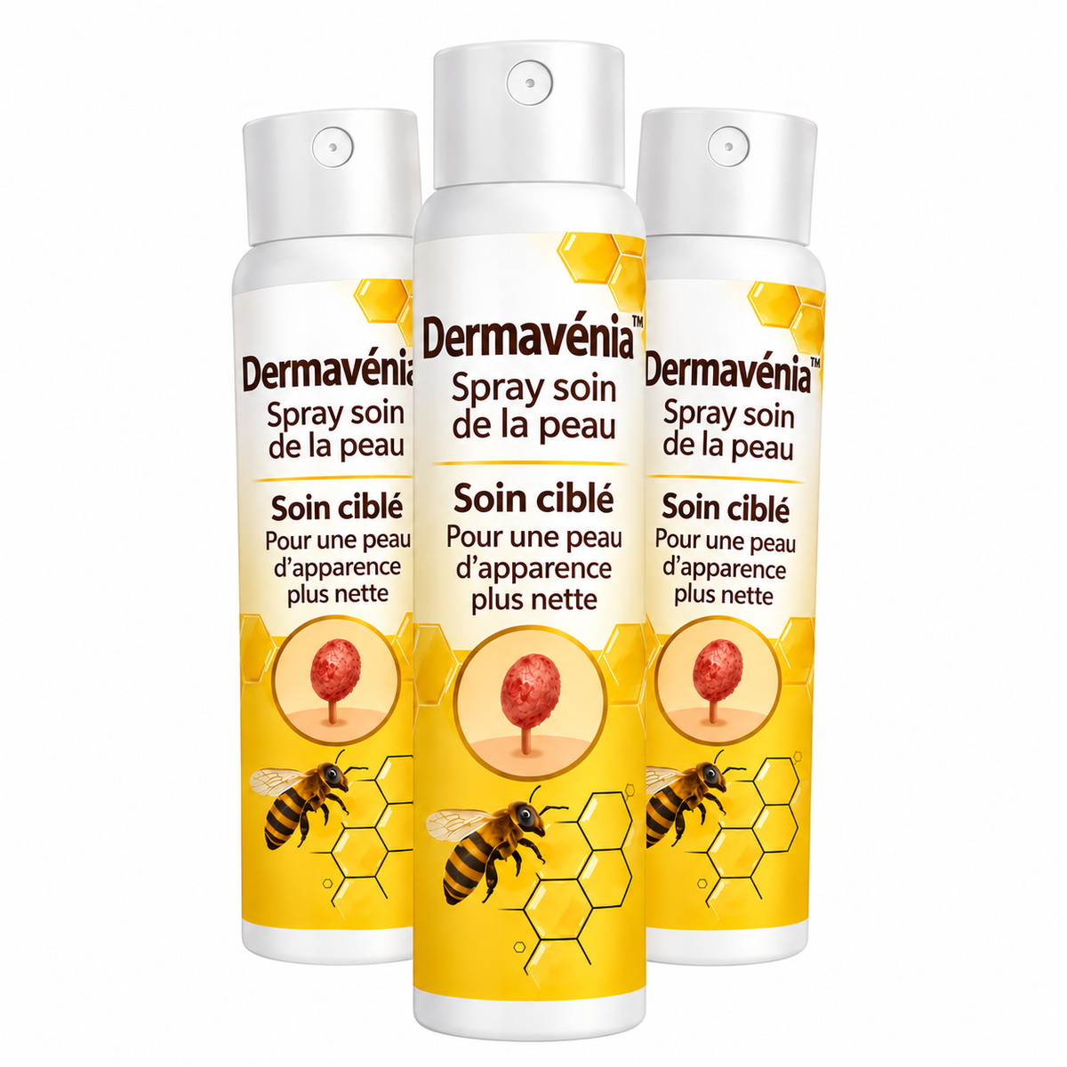 Dermavénia™ Spray Cutané au Venin d’Abeille | Éliminez verrues, taches et boutons en 10 minutes !