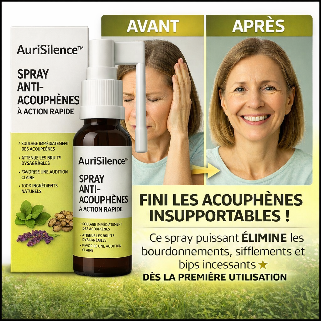 AuriSilence™ Spray Anti-Acouphènes à Action Rapide | Faites taire les sifflements en 7 jours !