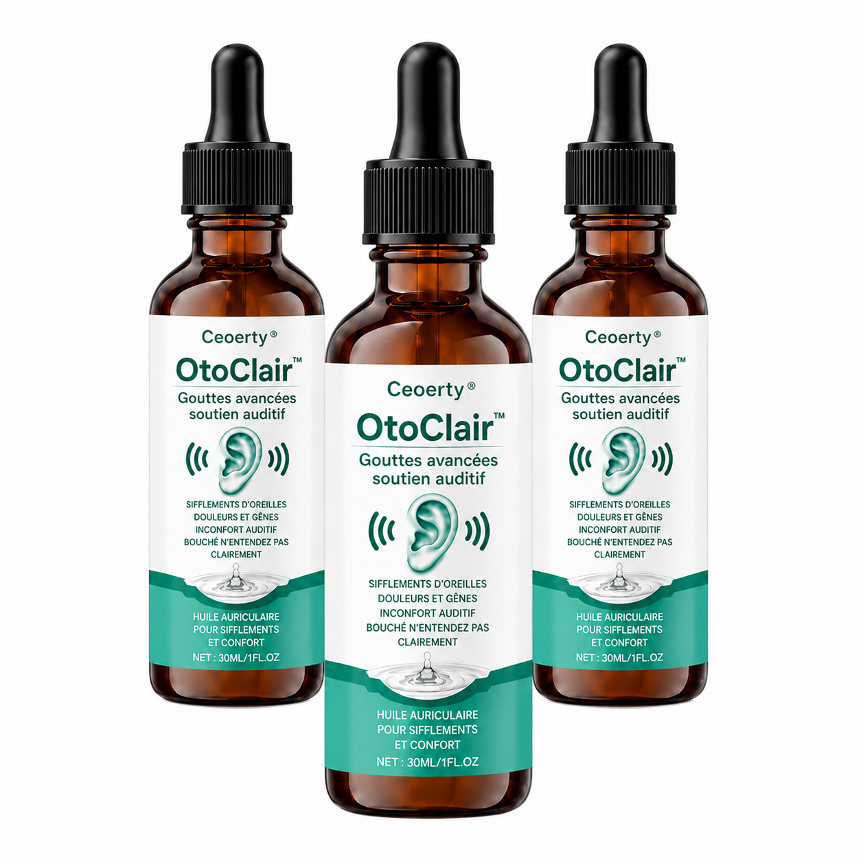 OtoClair™ Gouttes Auriculaires | Débouchez vos oreilles et retrouvez une écoute plus claire en quelques gouttes !