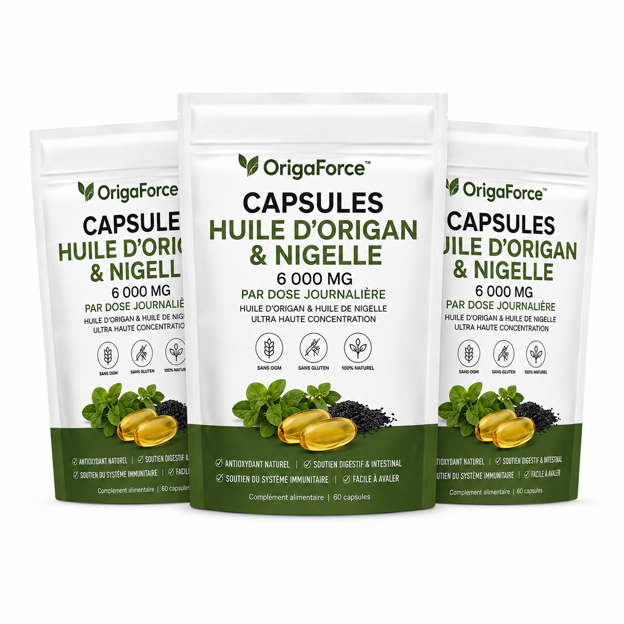 OrigaForce™ Capsules Huile d’Origan & Nigelle