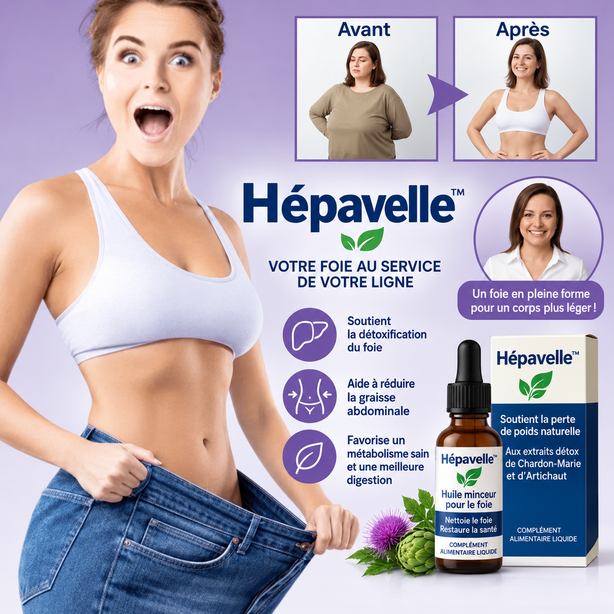 Hépavelle™ Gouttes Détox au Chardon-Marie Concentré | Nettoyez votre foie et perdez 5 kg en 7 jours!