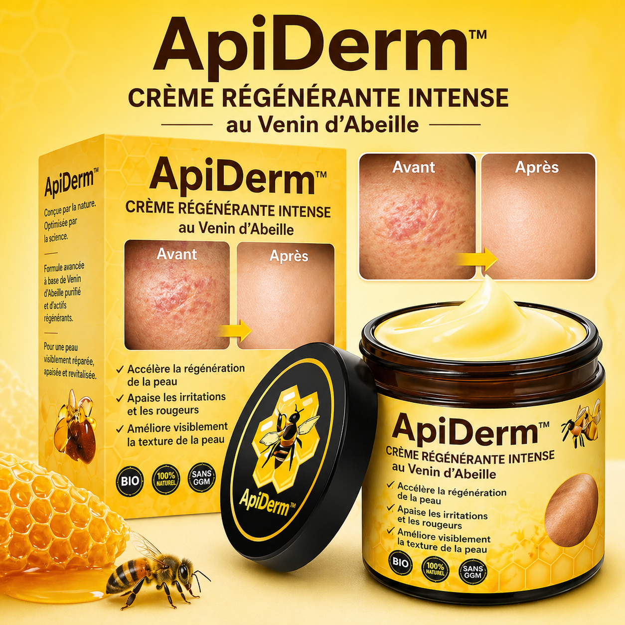 ApiDerm™ Crème Régénérante Intense | Répare et raffermit votre peau en 10 minutes !
