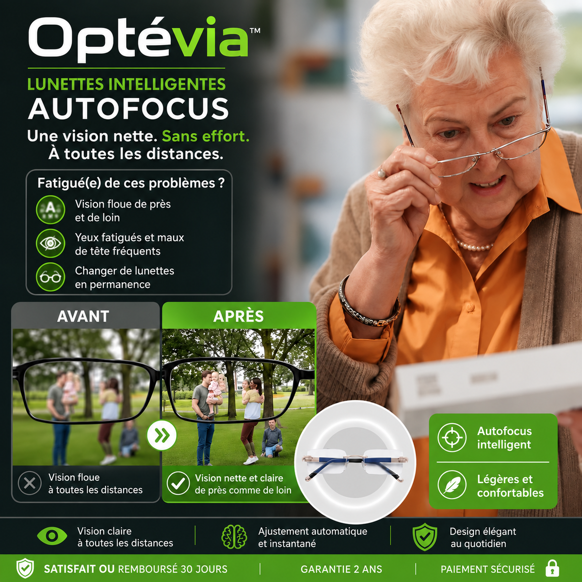 Optévia™ Lunettes Intelligentes Autofocus | Voyez clair à toutes les distances en 3 secondes !