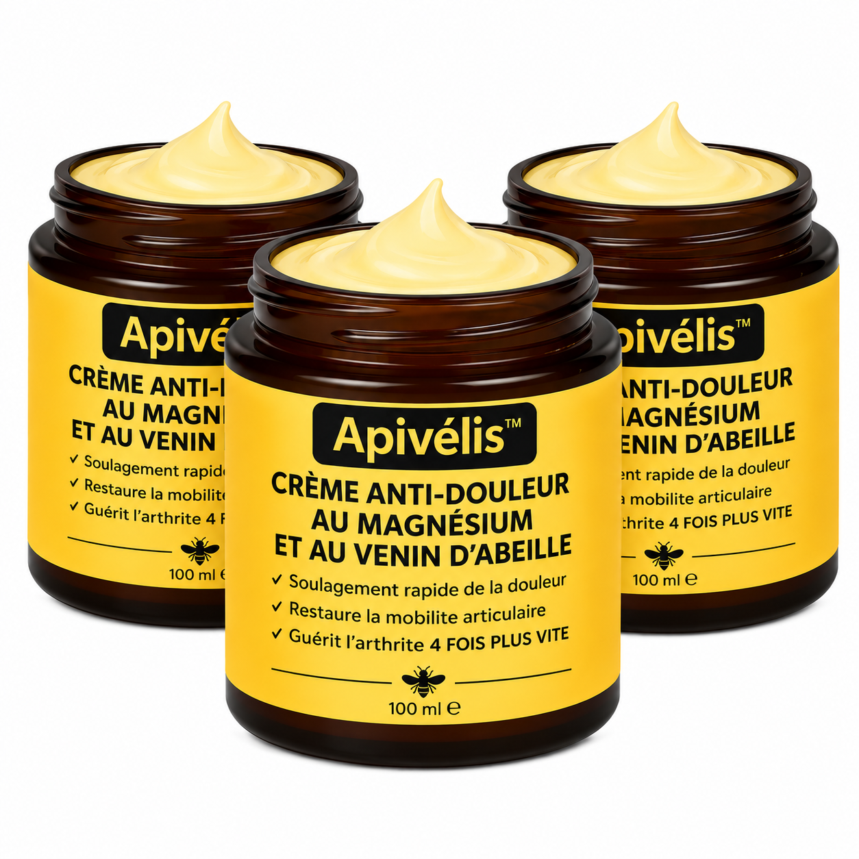 Apivélis™ Crème Anti-Douleur au Venin d’Abeille | Supprimez vos douleurs articulaires en quelques minutes !